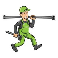 Plumber Man In Green Illustration vector