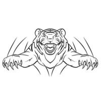 Tiger Jump Vector Sketch Illustration