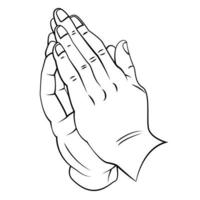 ilustración de contorno de mano rezando vector