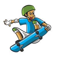 ilustración de chico de patineta vector