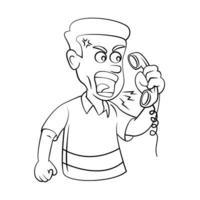 Man Angry With Telephone Sketch vector