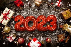 Happy New Year Background. Start to 2023. 3D illustration photo