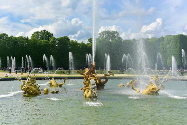Neptune pool in the famous Palace of Versailles in France.