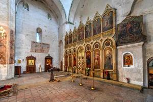 Ananuri , Georgia - July 12, 2018 -  Interior of church on Ananuri Castle, a castle complex on the Aragvi River in Georgia photo