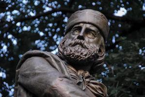 Monument to Garibaldi in Washington Square, New York. The monument was dedicated in June 1888 to General G. Garibaldi, the 19th century famous Italian patriot, 2022 photo