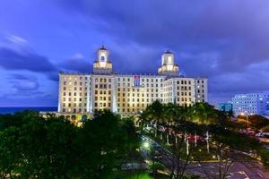 Aerial view of the National Hotel at dusk in Havana City, Cuba, 2022 photo