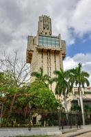 The Embassy of Russia in Havana, Cuba is a striking constructivist building in the Miramar district of the city. Some liken it to a sword, others to a syringe, 2022 photo