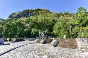 Memorial to Los Malagones from the community of El Moncada, the first rural militia in Cuba. It comprised 12 men who rooted out a counterrevolutionary band, 2022 photo