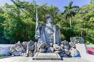 Memorial to Los Malagones from the community of El Moncada, the first rural militia in Cuba. It comprised 12 men who rooted out a counterrevolutionary band, 2022 photo