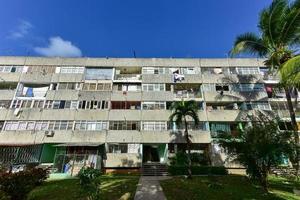 Building in Alamar, a district in the eastern part of Havana in Cuba. This district is primarily prefabrication construction of Soviet-style architecture, 2022 photo