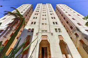 The Lopez Serrano Building in Vedado district of Havana, Cuba. It is considered the first Cuban skyscraper as it reproduces, the model of tall New York art deco buildings, 2022 photo