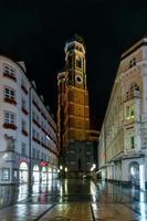 Munich, Germany - July 8, 2021 -  Church of Our Lady in Munich at Night, Bavaria, Germany photo