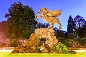 Salzburg, Austria - Jul 11, 2021 -  Pegasus fountain or Pegasusbrunnen in Mirabell palace garden, Salzburg, Austria. photo