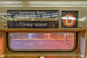 New York City - December 8, 2018 -  D train car in the New York City transit system. photo