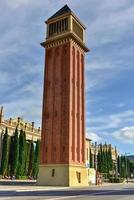 Venetian Tower on Espanya Square in Barcelona, Spain. photo