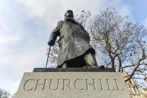 Statue of Sir Winston Churchill in Parliament Square Garden in London, 2022 photo