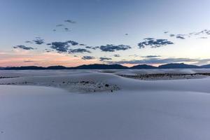 Sunset at White Sands National Monument in New Mexico. photo