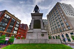 The Portland Soldiers and Sailors Monument  located in the center of Monument Square, on the former site of Portland's 1825 city hall, 2022 photo