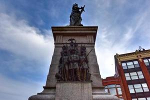 The Portland Soldiers and Sailors Monument  located in the center of Monument Square, on the former site of Portland's 1825 city hall, 2022 photo