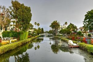 Serene and peaceful landscape of Venice Canal Historic District, Los Angeles, California photo