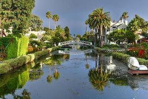 Serene and peaceful landscape of Venice Canal Historic District, Los Angeles, California photo