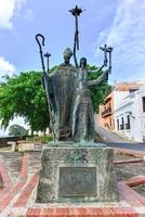 Plaza de la Rogativa, Old San Juan, Puerto Rico. La Rogativa means The Procession, which tells the legend about a Catholic Bishop and his companions, 2022 photo