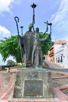 Plaza de la Rogativa, Old San Juan, Puerto Rico. La Rogativa means The Procession, which tells the legend about a Catholic Bishop and his companions, 2022 photo