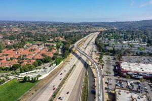 Aerial view of traffic along the San Diego Freeway in California. photo