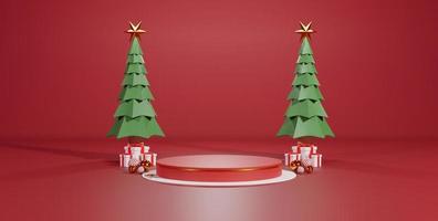 Background 3d for Christmas and new year Background. 3d design Christmas and new year. Christmas and new year with gift boxes background 3d. Merry Christmas and Happy New Year. Background concept. photo