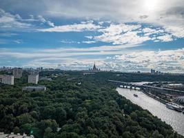 Aerial view of the city skyline in Moscow, Russia during the day. photo