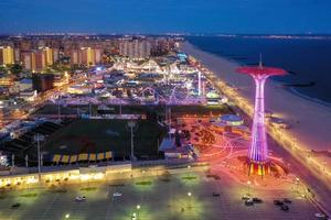 Aerial view along Coney Island and the beach in Brooklyn, New York, 2022 photo