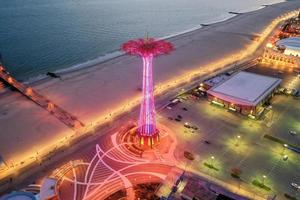 Aerial view along Coney Island and the beach in Brooklyn, New York, 2022 photo