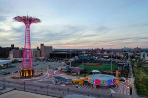 Aerial view along Coney Island and the beach in Brooklyn, New York, 2022 photo