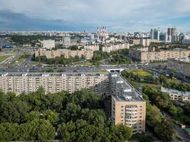 Aerial view of the city skyline in Moscow, Russia during the day. photo