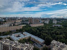 Aerial view of the city skyline in Moscow, Russia during the day. photo