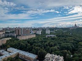 Aerial view of the city skyline in Moscow, Russia during the day. photo