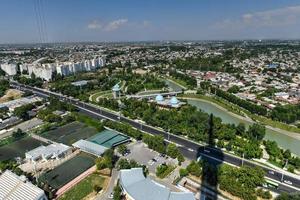 Aerial view of the skyline of Tashkent, Uzbekistan during the day. photo