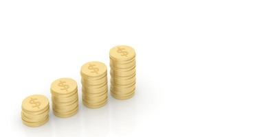 A stack of gold coins represents the profit and strategy of the business operation on a white background. 3d rendering photo