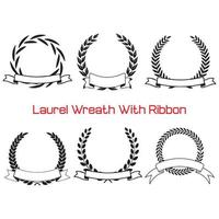 laurel wreath with ribbon set vector