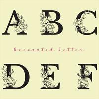 Floral Decorative Alphabet.  ABC with flowers. vector