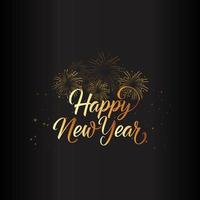Happy New Year Black Background With Festive Fireworks vector