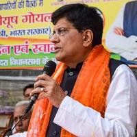 New Delhi, India - November 27 2022 - Piyush Goyal Cabinet Minister and core member of Bharatiya Janata Party BJP during a rally in support of BJP candidate ahead of MCD local body Elections 2022 photo