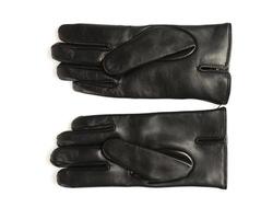black leather gloves on a white background photo
