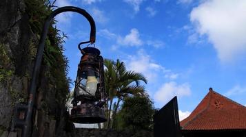 Antique street lights with sky background photo