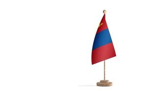 Mongolia flagpole with white space background image photo