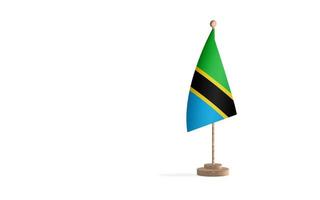 Tanzania flagpole with white space background image photo