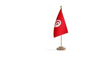 Tunisia flagpole with white space background image photo