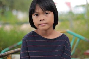 Portrait of child with blur background photo