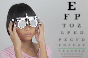 Girl eye test, test eye concept photo