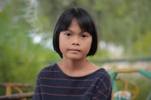 Portrait of girl on blur background photo